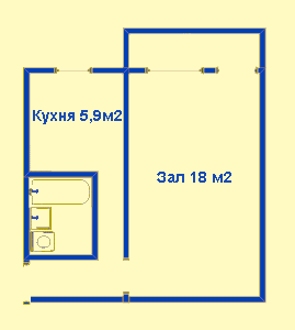 Схема 1-кв. улучшенной 104 серии